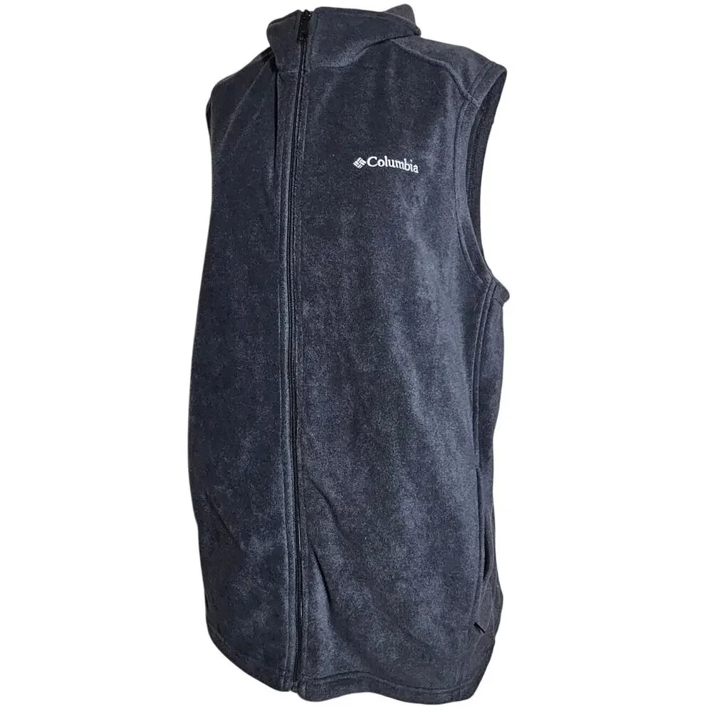 Columbia Black Fleece Full Zip Vest Size Large Tall